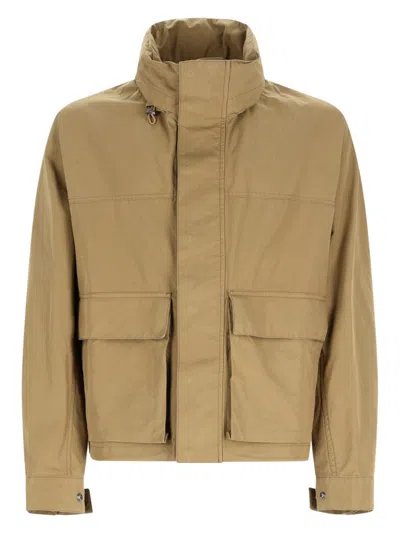 Lemaire Short Rain Boxy Multi-pocket Cotton Parka In Brown