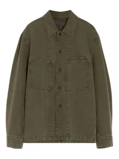 Lemaire Patch-pocket Denim Overshirt In Green