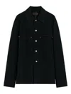 Lemaire Relaxed Fit Denim Shirt Featuring Front Pockets And Long Sleeves In Black