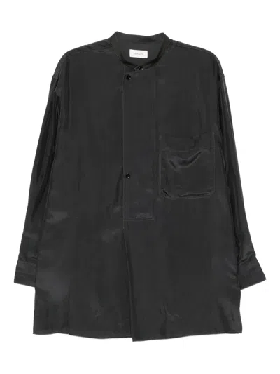 Lemaire Patch-pocket Silk Shirt In Black