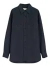 Lemaire Patch-pocket Twill Overshirt In Blue
