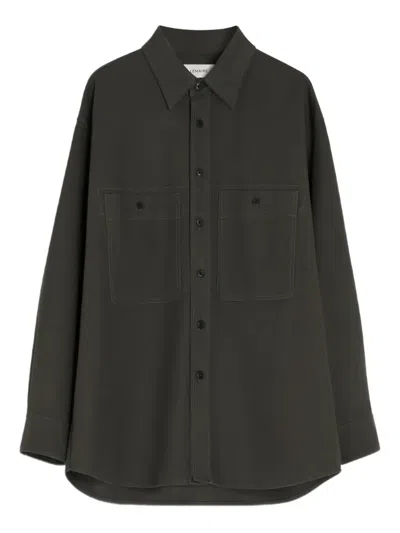 Lemaire Patch-pocket Twill Overshirt In Green