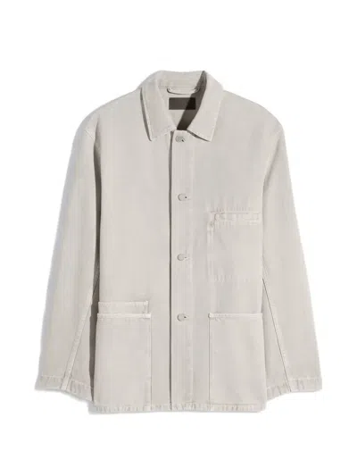 Lemaire Utility Overshirt In Snow Broken Twill In Gray