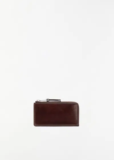 Lemaire Patina Zip Coin Card Holder In Brown