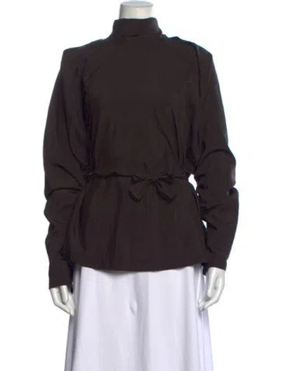Pre-owned Lemaire Patterned Mock Neck Top In Brown