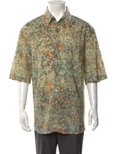 Pre-owned Lemaire Patterned Short Sleeve Shirt In Green