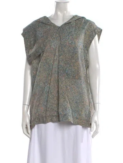 Pre-owned Lemaire Patterned V-neck Top In Multi