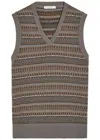 Lemaire Patterned Wool-blend Vest In Gray