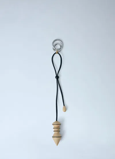 Lemaire Geometric-pendant Cord Keychain In Metallic