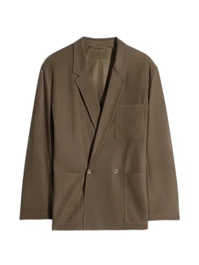 Lemaire Perforated Tailored Leather Jacket In Brown