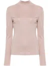 Lemaire Cotton High-neck Jersey Top With Long Sleeves In Pink