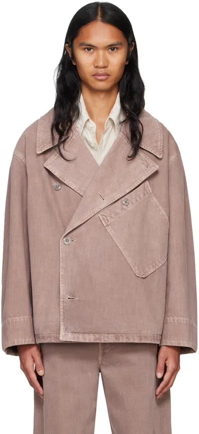 Lemaire Pink Dispatch Denim Jacket In Pu814 Denim Snow Mau