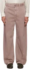 Lemaire Pink Twisted Belted Jeans In Pu814 Denim Snow Mau