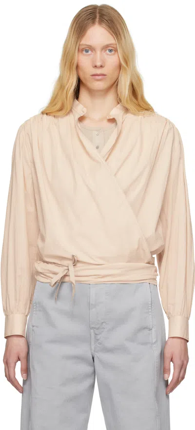 Lemaire Pink Wrap Blouse In Pink & Purple