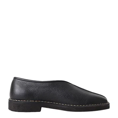 Lemaire 20mm Square-toe Piped Leather Loafers In Black