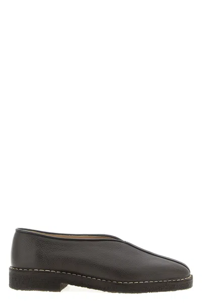 Lemaire 'piped Crepe' Slippers In Black