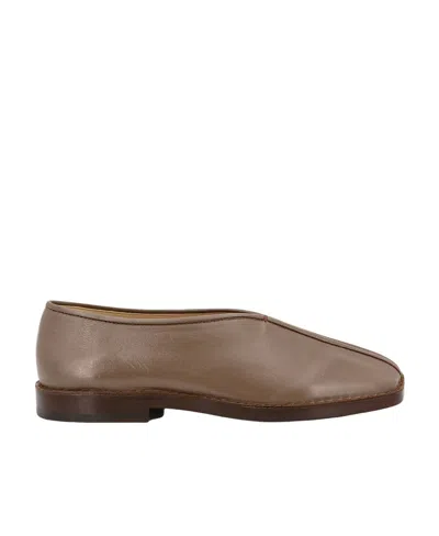 Lemaire Piped-detail Square-toe Loafers In Brown
