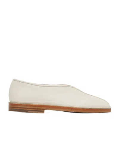 Lemaire Off-white Flat Piped Slippers In Wh000 White