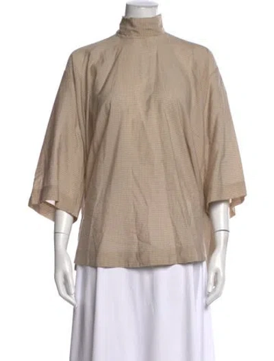 Pre-owned Lemaire Plaid Print Mock Neck Top In Neutral