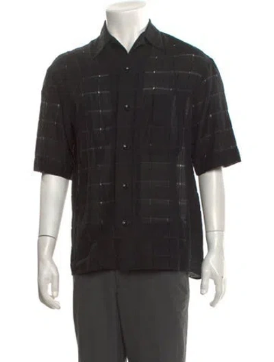 Pre-owned Lemaire Plaid Print Short Sleeve Shirt In Black