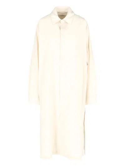 Lemaire Playful Buttoned Midi Shirt Dress In Crema
