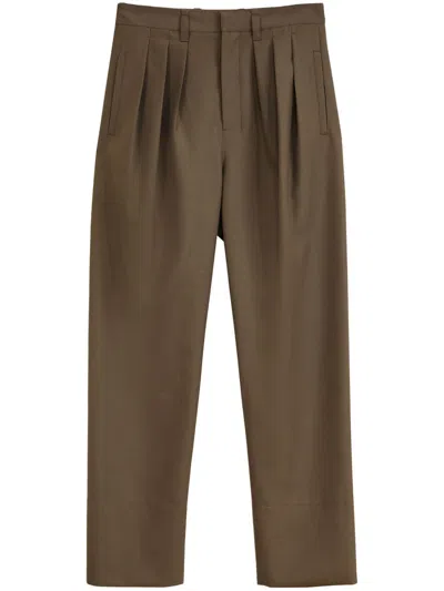 Lemaire High-waist Straight-leg Tailored Trousers In Brown