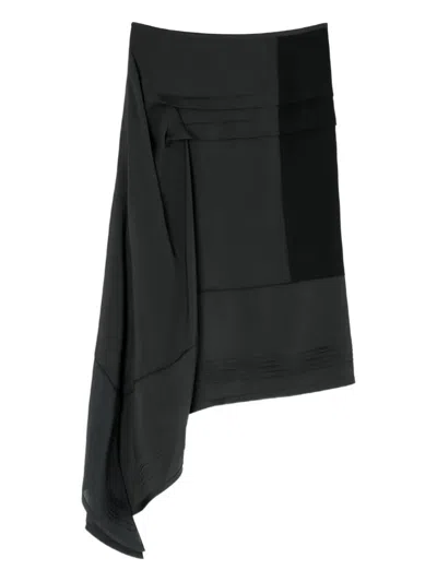Lemaire Pleated Asymmetric Skirt In Gray