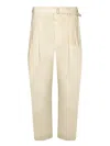 Lemaire High-waisted Beige Trousers With Tailored Structure In Orange
