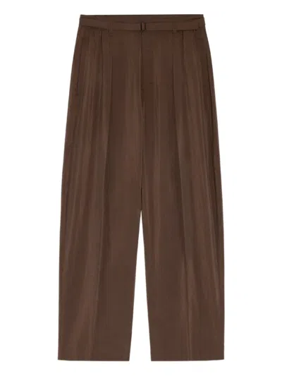 Lemaire Pleated Belted Trousers In Brown