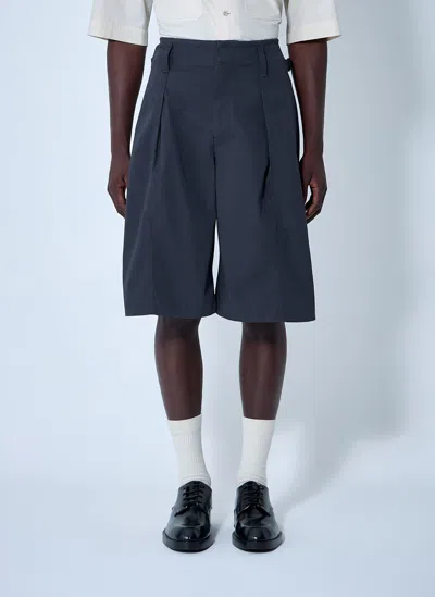 Lemaire Pleated Bermuda Shorts In Blue