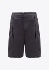 Lemaire Men Cotton Shorts With Maxi Pleats