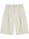 Lemaire Maxi Pleated Bermuda In Neutrals