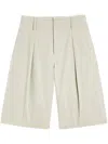 Lemaire Maxi Pleated Bermuda In Neutrals