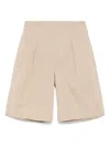 Lemaire Pleated Bermuda Shorts In Neutrals