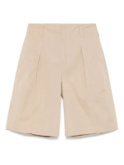 Lemaire Pleated Bermuda Shorts In Neutrals