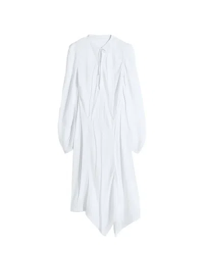 Lemaire Creased Bias Dress In Poly Viscose Twill In White