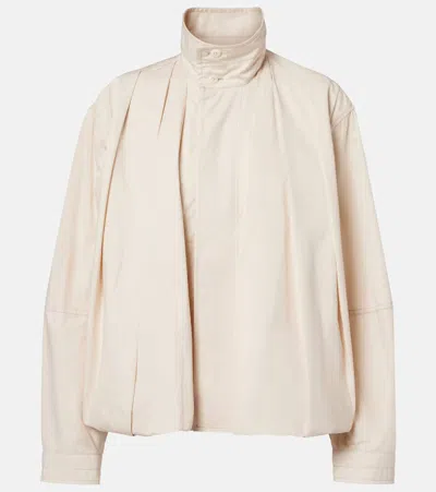 Lemaire Pleated Cotton Satin Jacket In Neutral