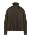 Lemaire Soft Pleated Buttoned Jacket In Brown