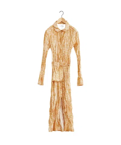 Lemaire Pleated Long Shirt Dress In Nude