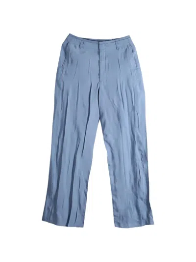 Lemaire Pleated Pressed-crease Trousers In Blue