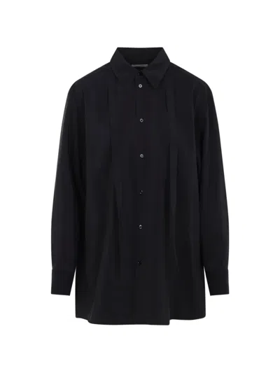 Lemaire Long Sleeves Shirt And Tie Detail In Black