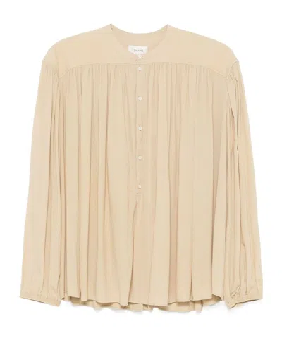 LEMAIRE LEMAIRE BALLOON SLEEVED CREWNECK GATHERED BLOUSE