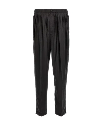 Lemaire Pleated Silk-blend Trousers In Black