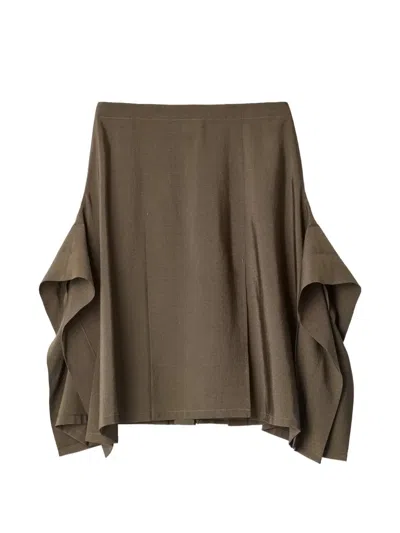 Lemaire Pleated Skirt In Wool And Mohair Cloth In Brown