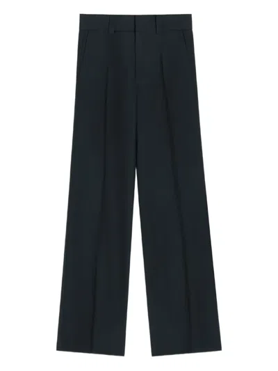 Lemaire Pleated Straight Trousers In Blue