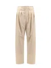 Lemaire Pleated Wool-blend Straight-leg Pants In Beige