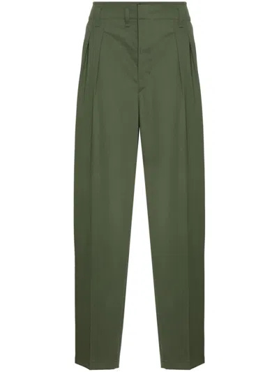 Lemaire Pleated Tapered Trousers In Green