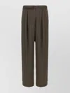 Lemaire Pleated Waistband Trousers With Practical Pockets In Brown