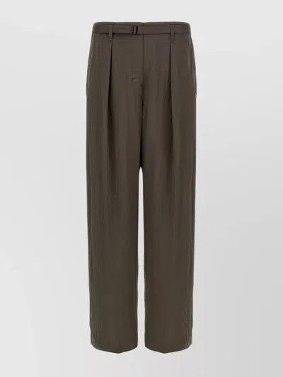 Lemaire Pleated Waistband Trousers With Practical Pockets In Brown