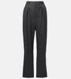 Lemaire Pleated Wool Twill Straight Pants In Grey
